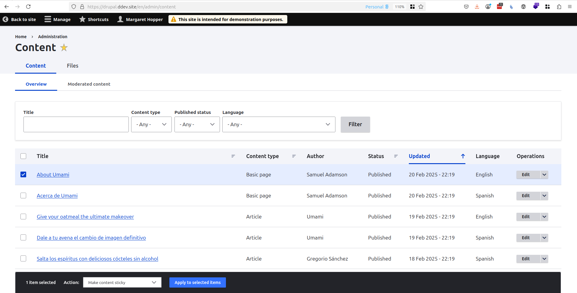 Bulk operations for Editor