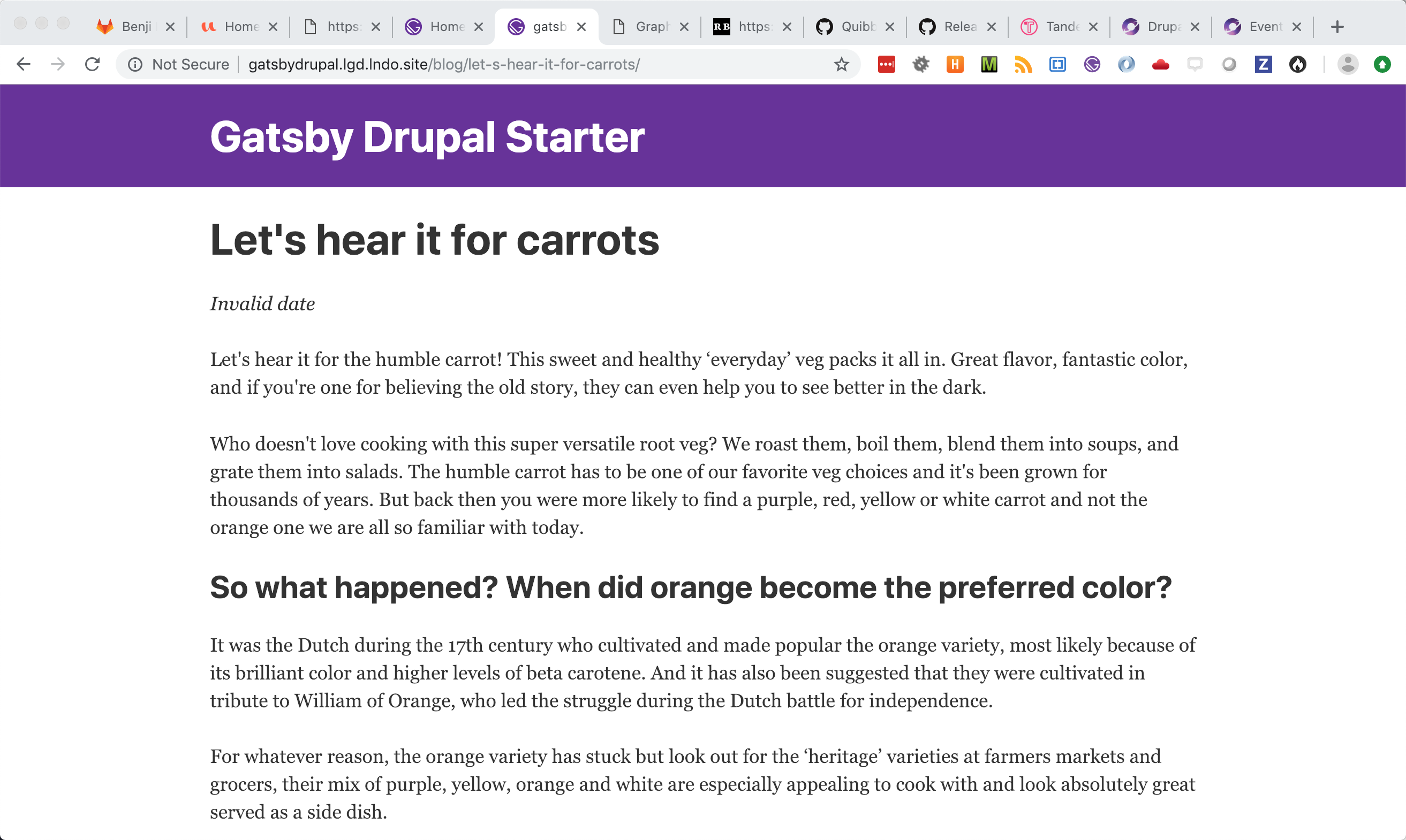 Bare blog post in Gatsby