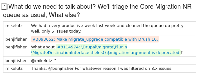 Part of the Migrate Meeting from 2020-02-27: “What do we need to talk about? …”