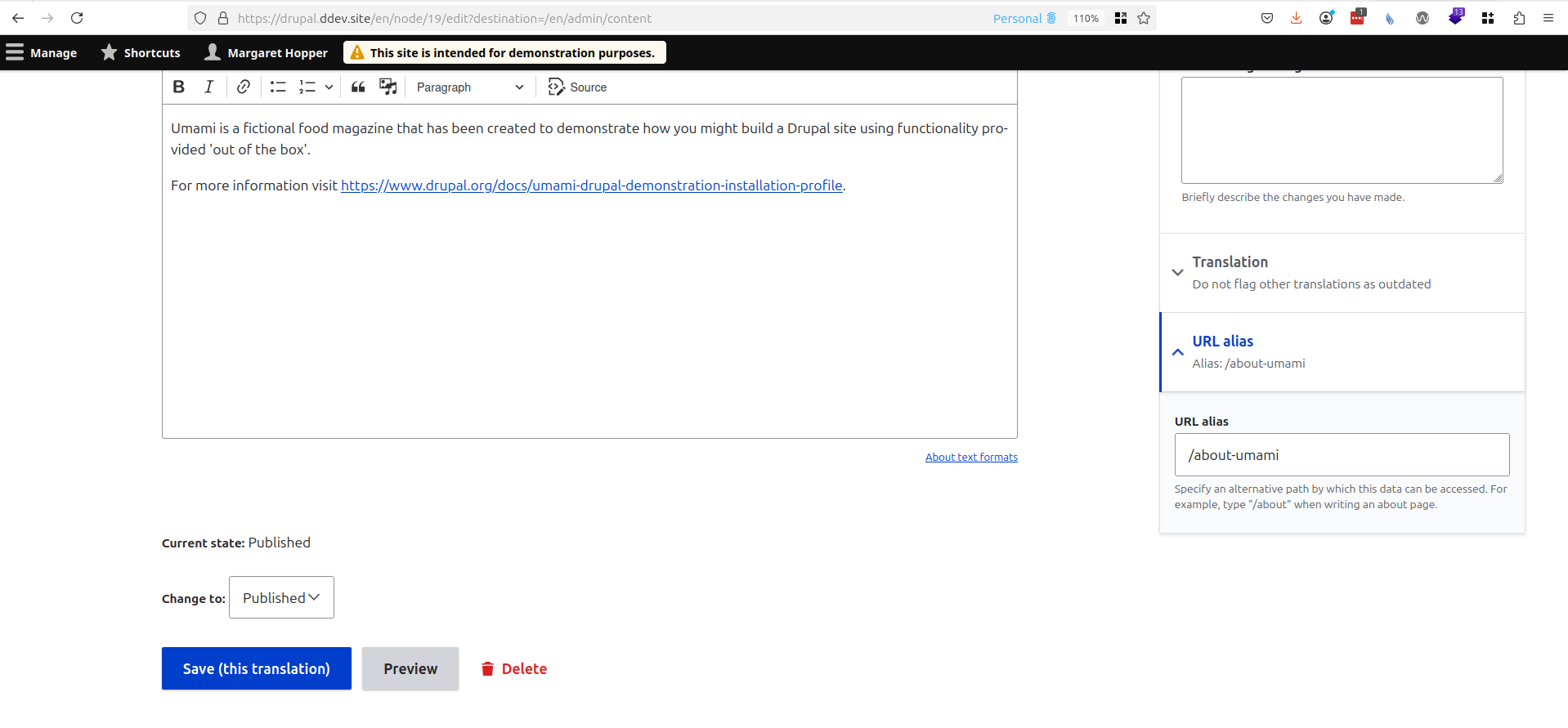 Editor editing a node